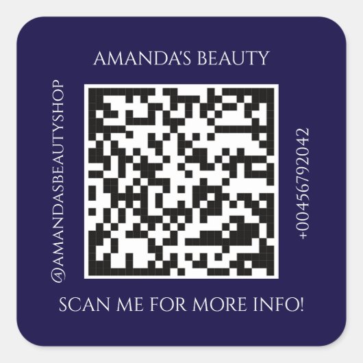 QR-code promotienaam Contact opnemen met Paars Vierkante Sticker (Voorkant)