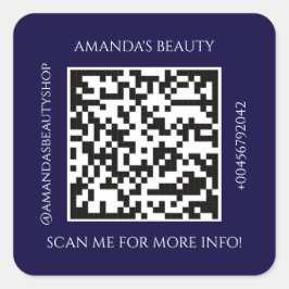 QR-code promotienaam Contact opnemen met Paars Vierkante Sticker