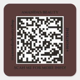 QR-code promotienaam Web Brown Square Sticker