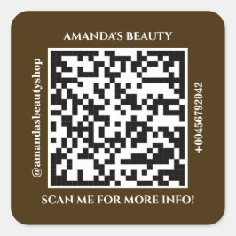 QR-code promotienaam Web Brown Square Sticker