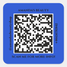 QR Code Promotion Name Web Blue Square Sticker
