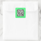 QR Code Promotion Name Web Green Square Sticker (Tas)