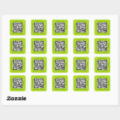 QR Code Promotion Name Web Green Square Sticker (Vel)