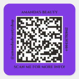 QR Code Promotion Name Web Paars Square Sticker