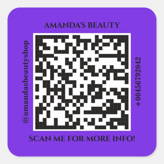 QR Code Promotion Name Web Paars Square Sticker (Voorkant)