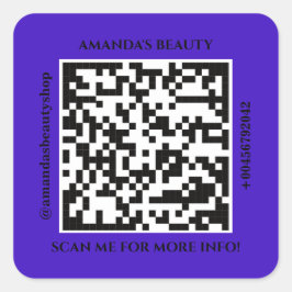 QR Code Promotion Name Web Paars Square Sticker