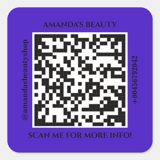 QR Code Promotion Name Web Paars Square Sticker (Voorkant)