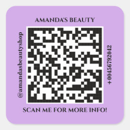 QR Code Promotion Name Web Paars Square Sticker