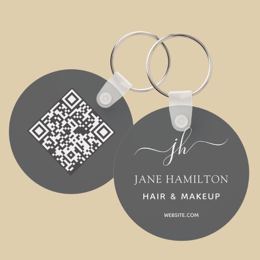 QR Code Promotional Business Gray Sleutelhanger