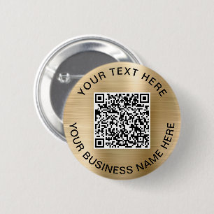 QR-code Promotioneel goud Ronde Button 5,7 Cm