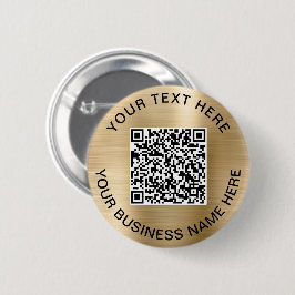 QR-code Promotioneel goud Ronde Button 5,7 Cm