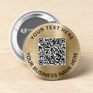QR-code Promotioneel goud Ronde Button 5,7 Cm