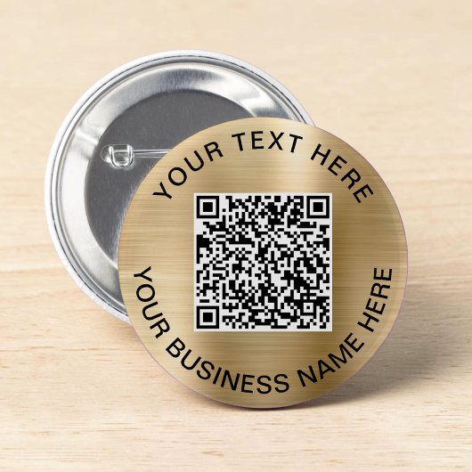 QR-code Promotioneel goud Ronde Button 5,7 Cm