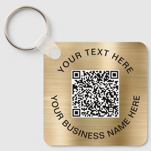 QR-code Promotioneel goud Sleutelhanger (Voorkant)