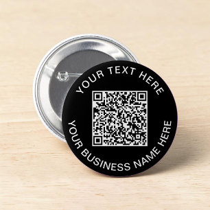QR-code promotioneel zwart Ronde Button 5,7 Cm
