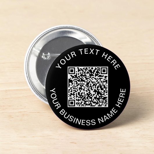 QR-code promotioneel zwart Ronde Button 5,7 Cm