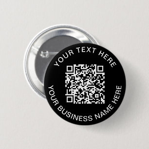 QR-code promotioneel zwart Ronde Button 5,7 Cm