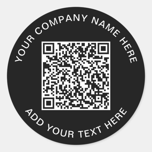 QR-code promotioneel zwart Ronde Sticker (Voorkant)