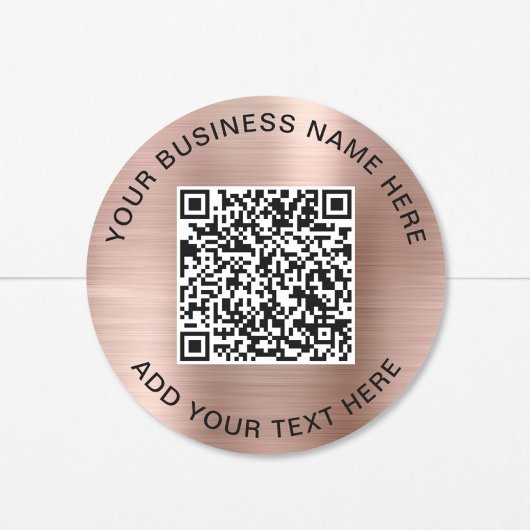 QR Code Promotionele Roze Goud Ronde Sticker