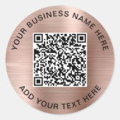 QR Code Promotionele Roze Goud Ronde Sticker (Voorkant)