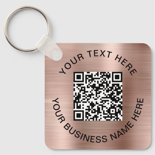 QR Code Promotionele Roze Goud Sleutelhanger (Voorkant)