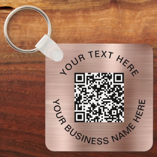 QR Code Promotionele Roze Goud Sleutelhanger (Voorkant)
