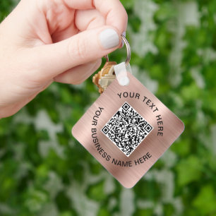 QR Code Promotionele Roze Goud Sleutelhanger