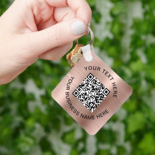 QR Code Promotionele Roze Goud Sleutelhanger (Hand)