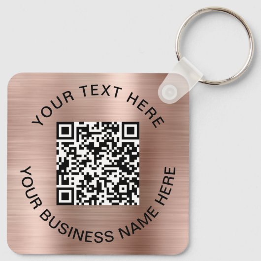 QR Code Promotionele Roze Goud Sleutelhanger (Achterkant)