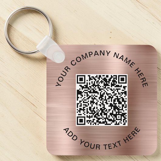 QR Code Promotionele Roze Goud Sleutelhanger