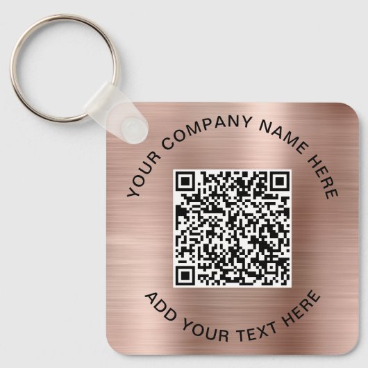 QR Code Promotionele Roze Goud Sleutelhanger (Voorkant)