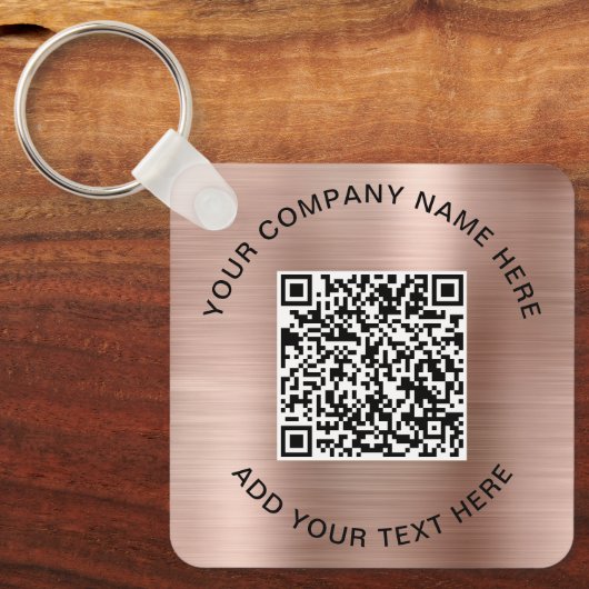QR Code Promotionele Roze Goud Sleutelhanger (Voorkant)