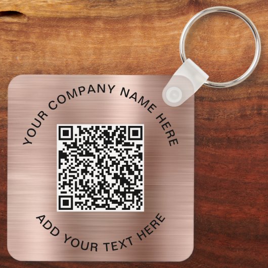 QR Code Promotionele Roze Goud Sleutelhanger (Achterkant)