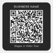 QR Code Promotionele Zwart Vierkante Sticker (Voorkant)