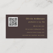 QR-code Pruim Donker Bloemig Vrouwelijk Chic Visitekaartje (Achterkant)