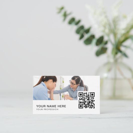 QR-code psycholoog Visitekaartje (Staand voorkant)
