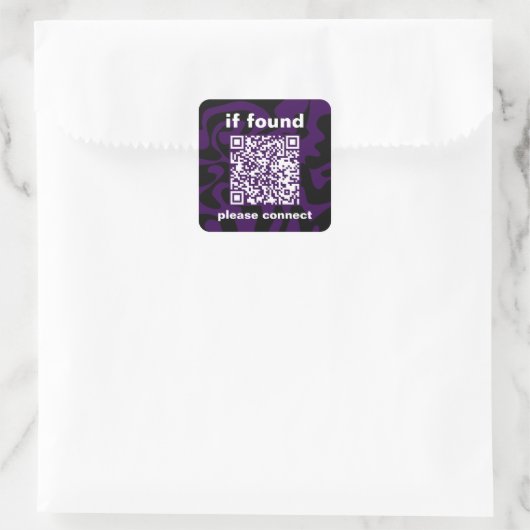 QR Code purple cute lost found Vierkante Sticker (Tas)