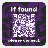 QR Code purple cute lost found Vierkante Sticker (Voorkant)