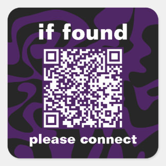 QR Code purple cute lost found Vierkante Sticker