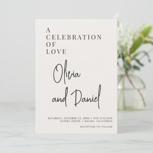 QR Code Purple Script Photo Wedding Kaart (Staand voorkant)