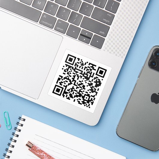qr code, qr, grappig, meme, code, grap, the office sticker (Laptop met iPhone)