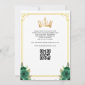 QR Code Quinceanera Bloemen Smaragdgroen Goud Kaart (Achterkant)