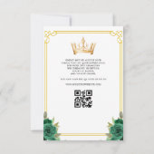 QR Code Quinceanera Bloemen Smaragdgroen Goud Kaart (Achterkant)