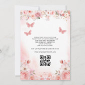 QR-code Quinceañera Blush Pink Rose Floral Kaart (Achterkant)