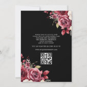 QR Code Quinceanera Floral Bourgondië Prinses Kaart (Achterkant)