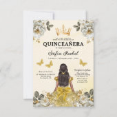 QR-code Quinceanera Floral Gold Princess Kaart (Voorkant)
