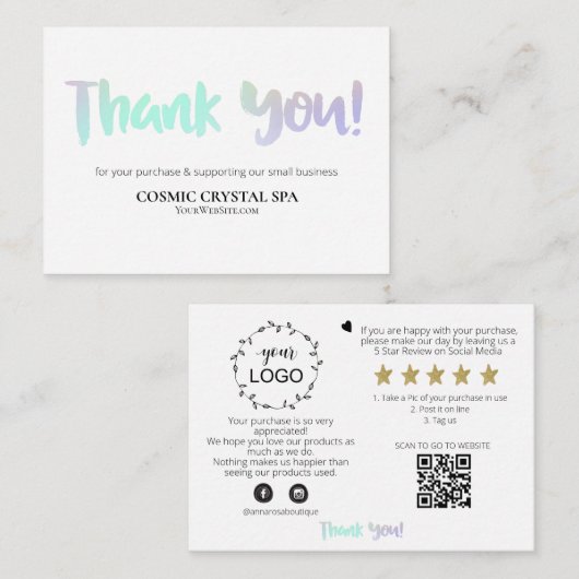 *~* QR code RAINBOW - DANK U LOGO AP8 Review Informatiekaartje (Voorkant / Achterkant)