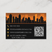 QR Code Real Estate City Skyline Oranje en Black Visitekaartje (Achterkant)