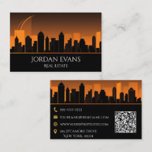 QR Code Real Estate City Skyline Oranje en Black