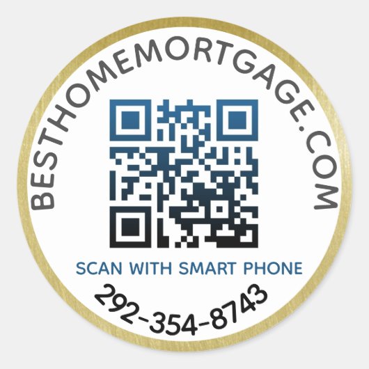 QR Code Realtor Mortgage Company Ronde Sticker (Voorkant)